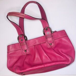 Vintage Y2K Coach Large Magenta Pink Leather SoHo Buckle Hobo Carryall Bag